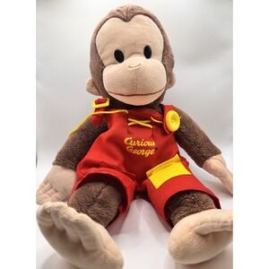 Curious George Plush Doll 17" Monkey Red Overalls Stuffed Animal Toy